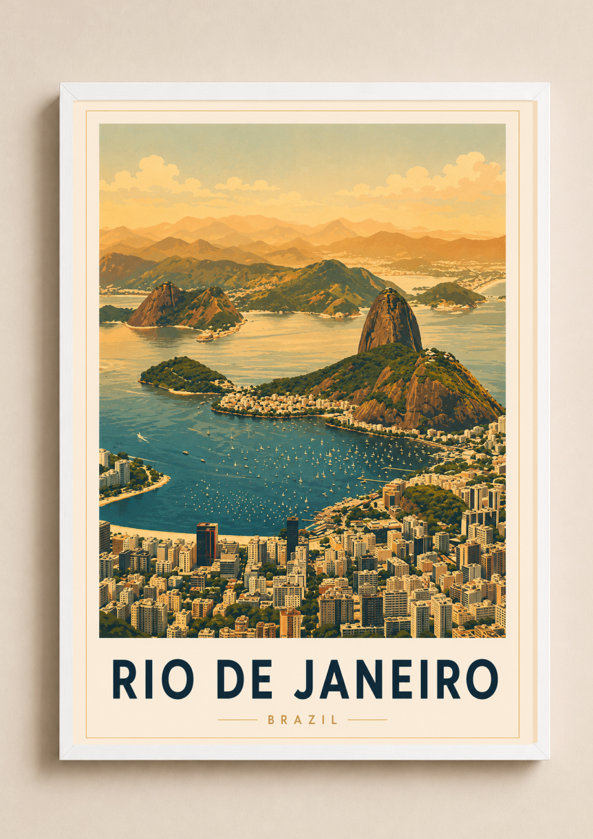 Rio de Janeiro Poster – Vintage Brazil Travel Wall Art Print