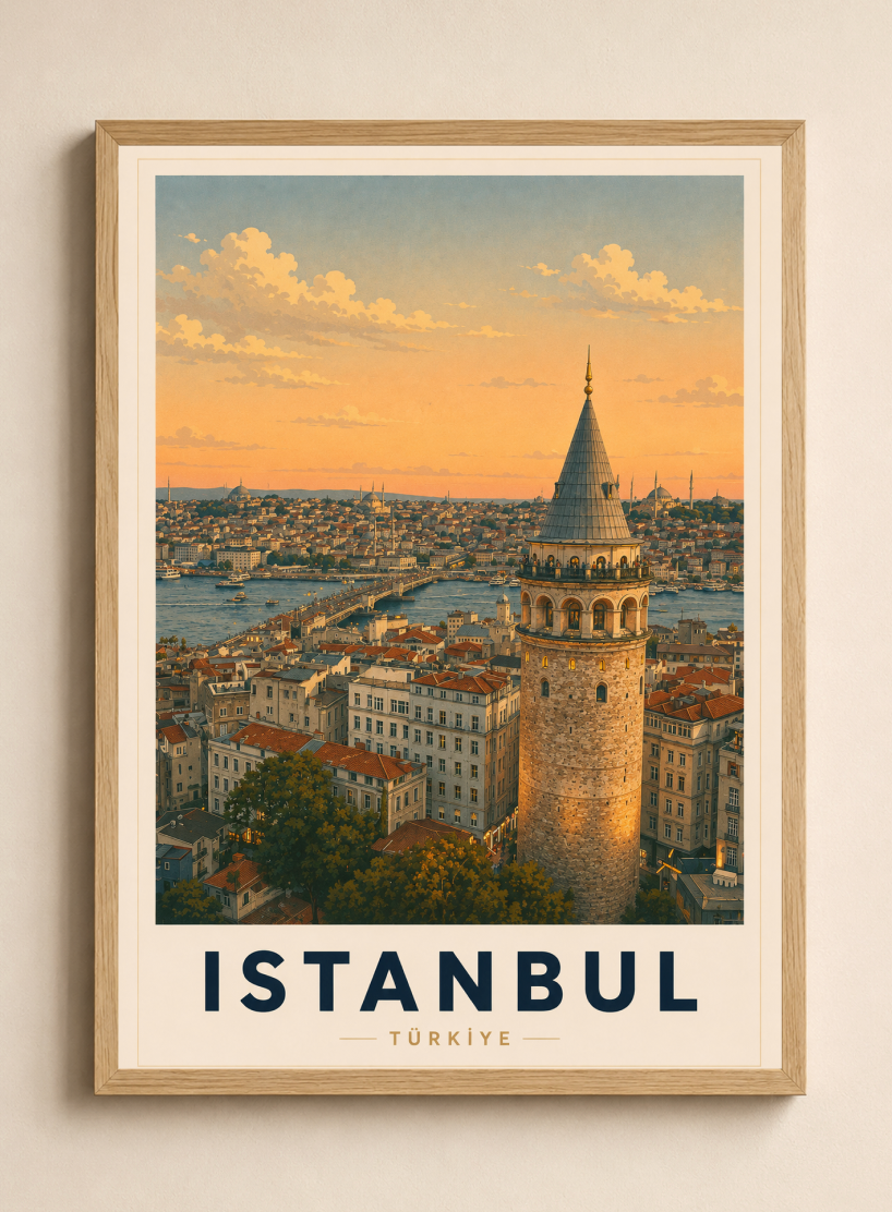 Istanbul Poster – Vintage Türkiye Travel Wall Art Print