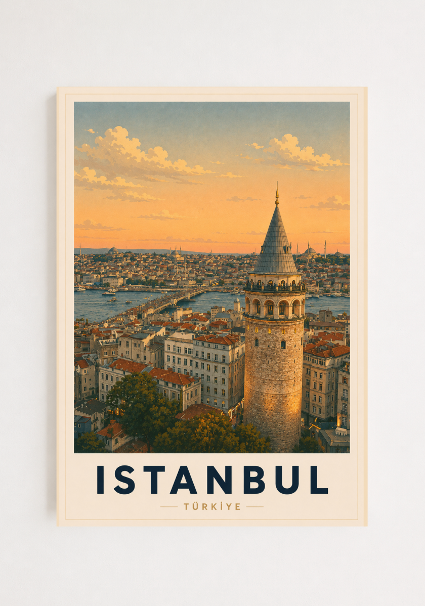 Istanbul Poster – Vintage Türkiye Travel Wall Art Print