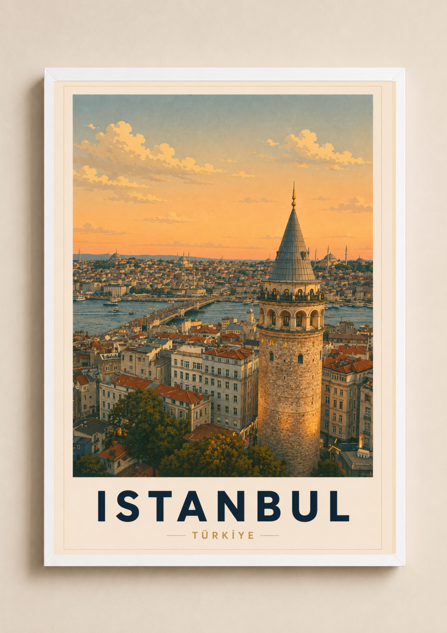 Istanbul Poster – Vintage Türkiye Travel Wall Art Print