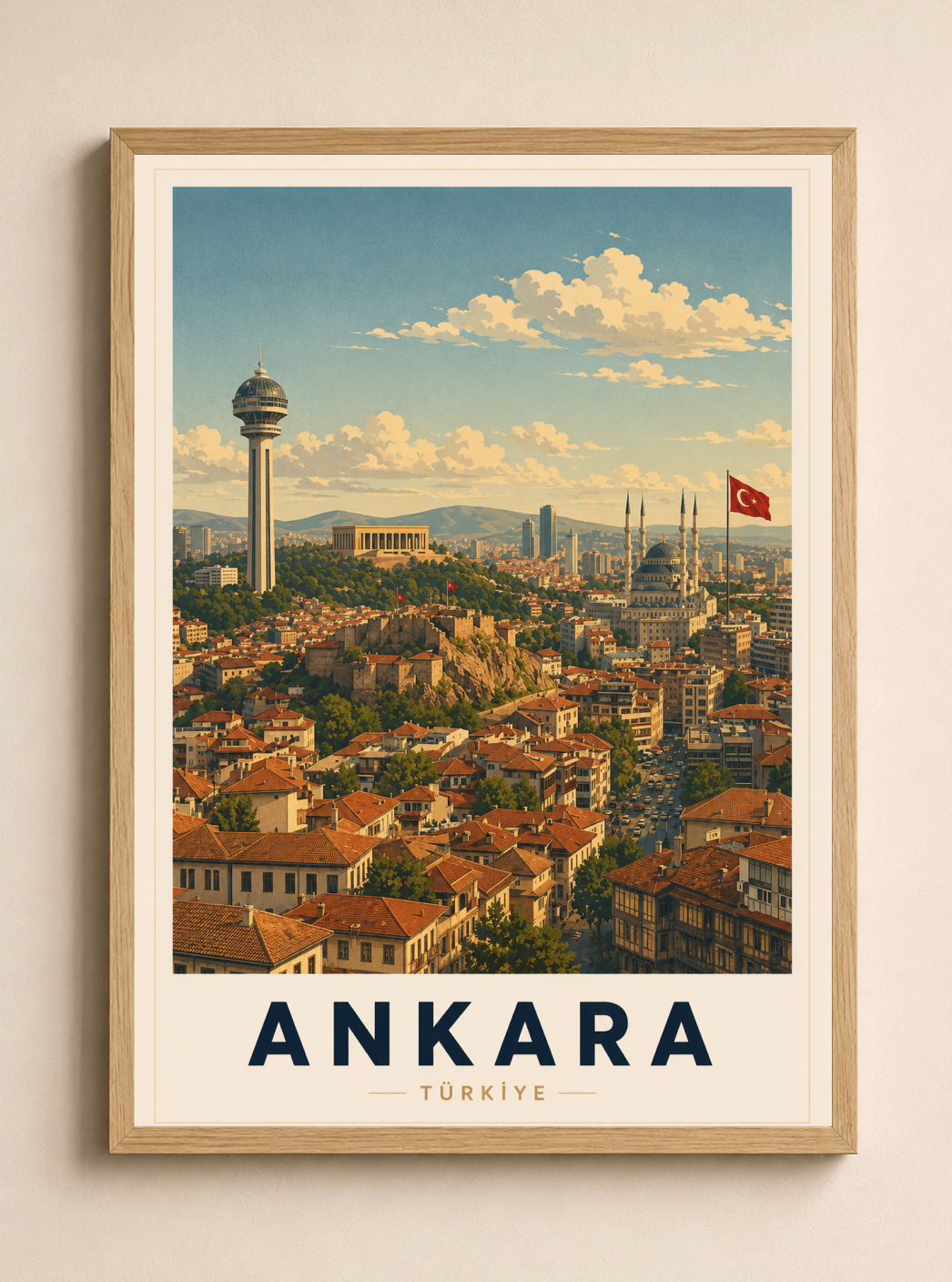 Ankara Travel Poster | Vintage Türkiye Wall Art | Retro Ankara City Print