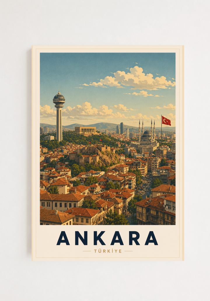 Ankara Travel Poster | Vintage Türkiye Wall Art | Retro Ankara City Print
