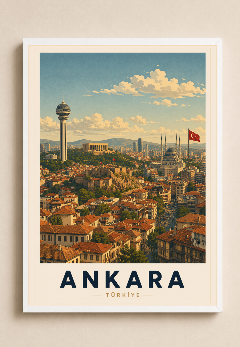 Ankara Travel Poster | Vintage Türkiye Wall Art | Retro Ankara City Print