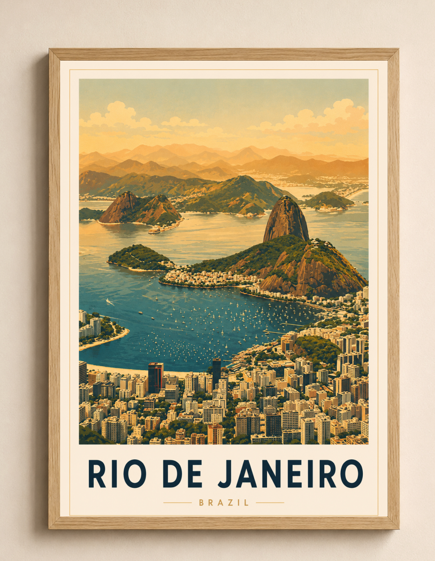 Rio de Janeiro Poster – Vintage Brazil Travel Wall Art Print