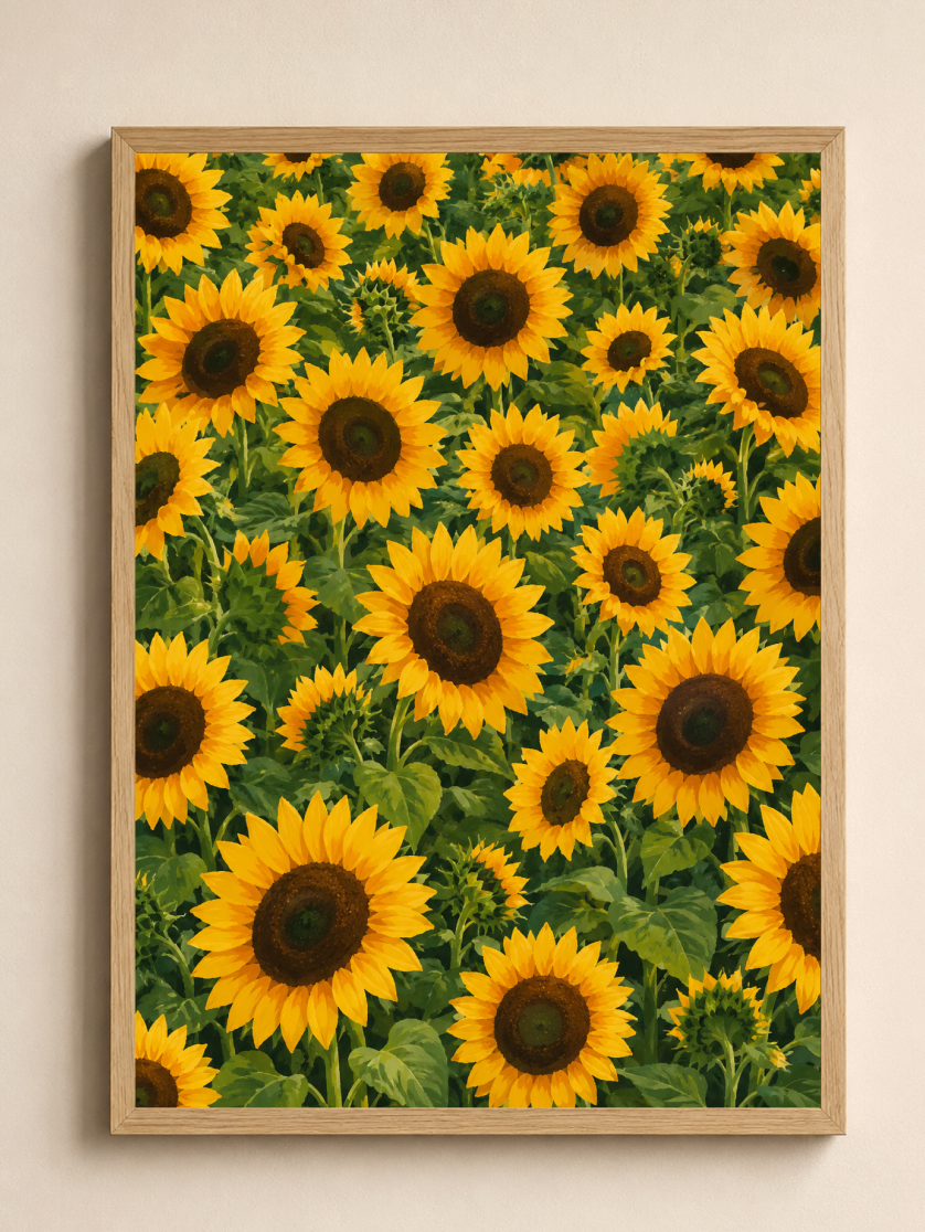 Sunflower Field Poster – Vibrant Botanical Floral Wall Art Print